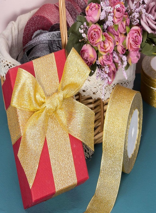 IMPRINT 1.5 Inch Gold Sparkly Metallic Fabric Ribbon, 25 Metres - Image 4